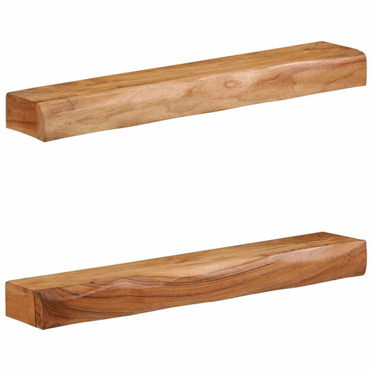 Prateleiras parede 2 pcs 80x17x8 cm madeira de acácia maciça