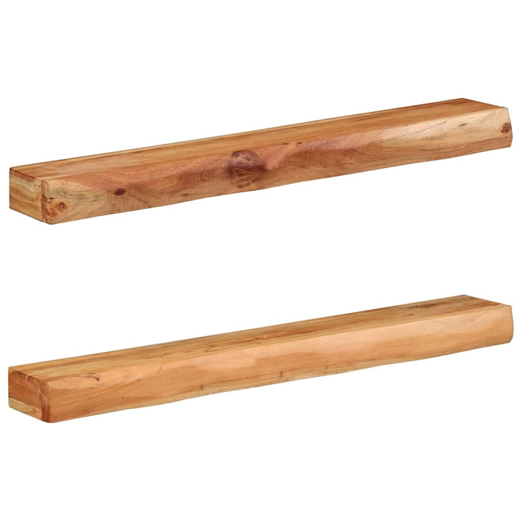 Prateleiras parede 2 pcs 100x17x8 cm madeira de acácia maciça