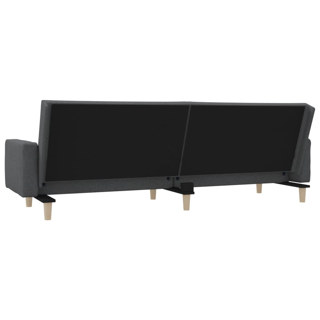 Sofá-cama 2 lugares com duas almofadas tecido cinzento-claro