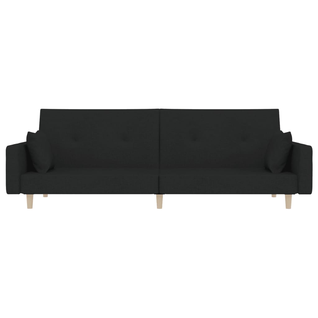 Sofá-cama 2 lugares com duas almofadas tecido preto