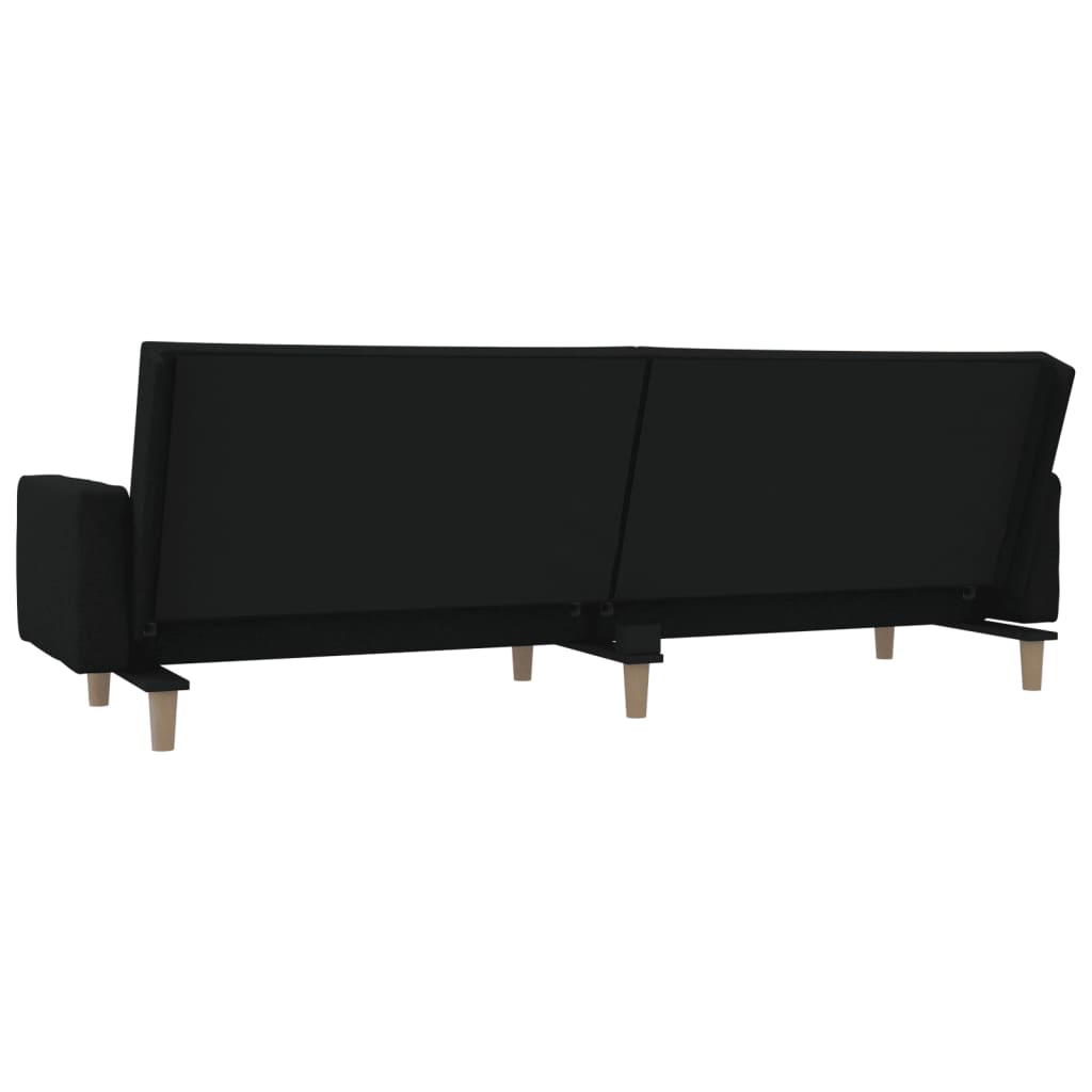 Sofá-cama 2 lugares com duas almofadas tecido preto