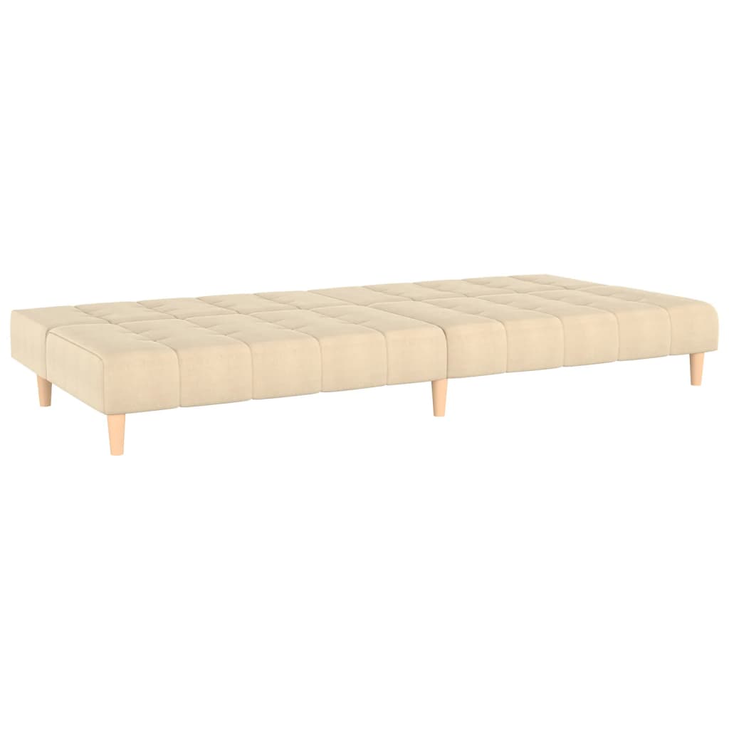 Sofá-cama de 2 lugares tecido cor creme