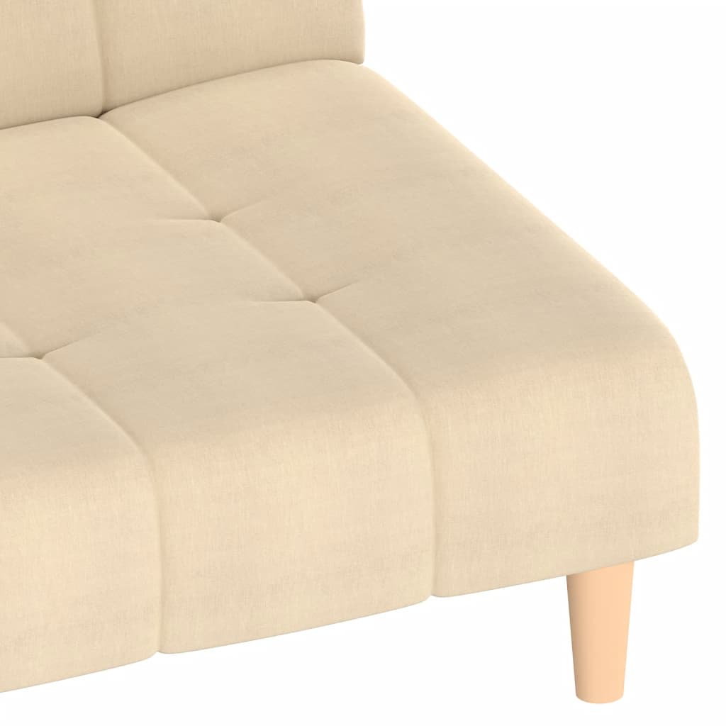 Sofá-cama de 2 lugares tecido cor creme