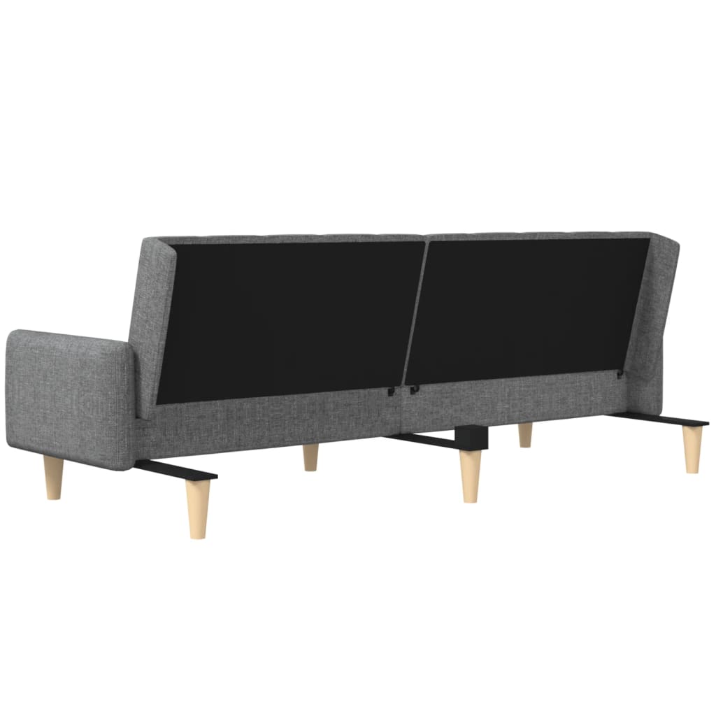 Sofá-cama de 2 lugares tecido cinzento-claro