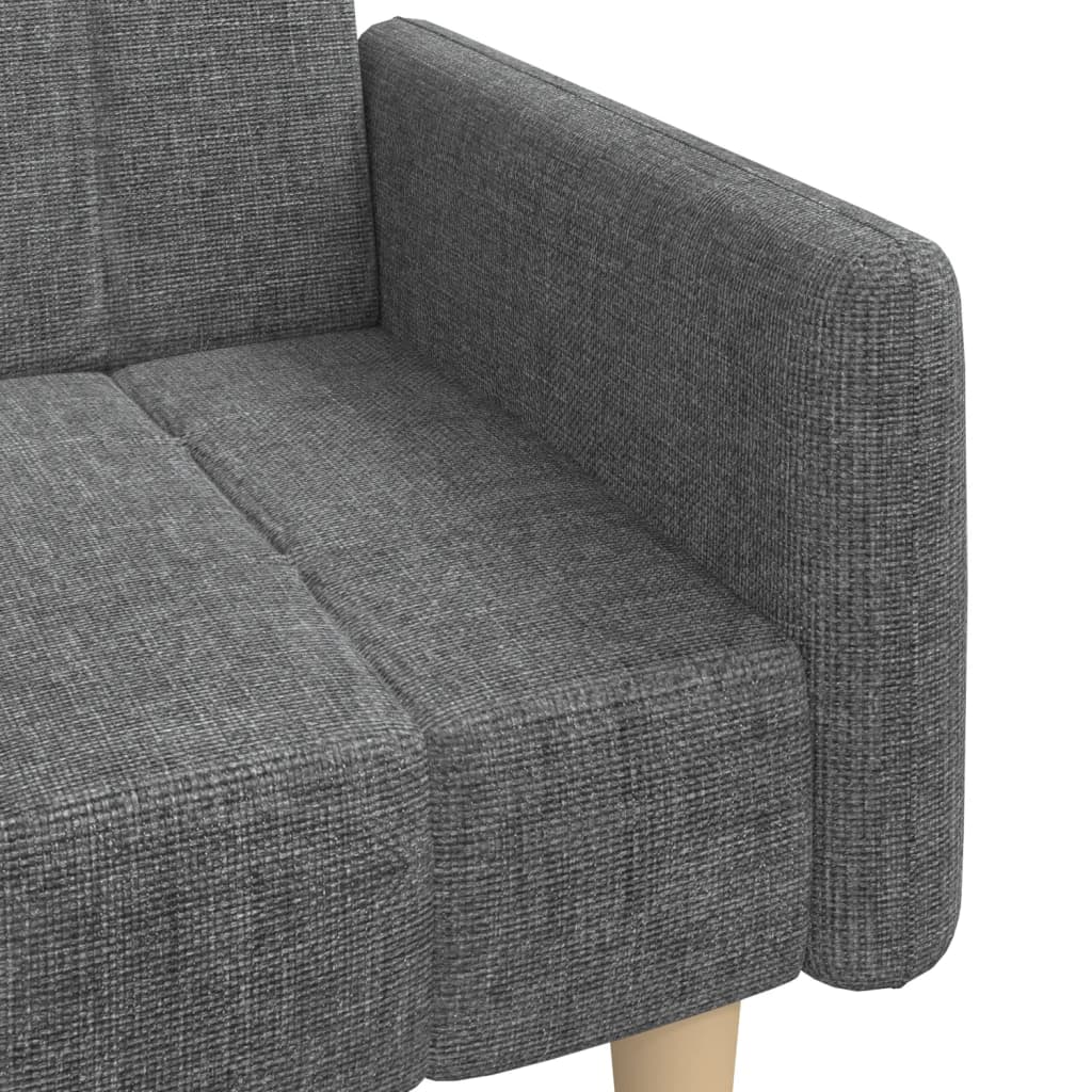 Sofá-cama de 2 lugares tecido cinzento-claro