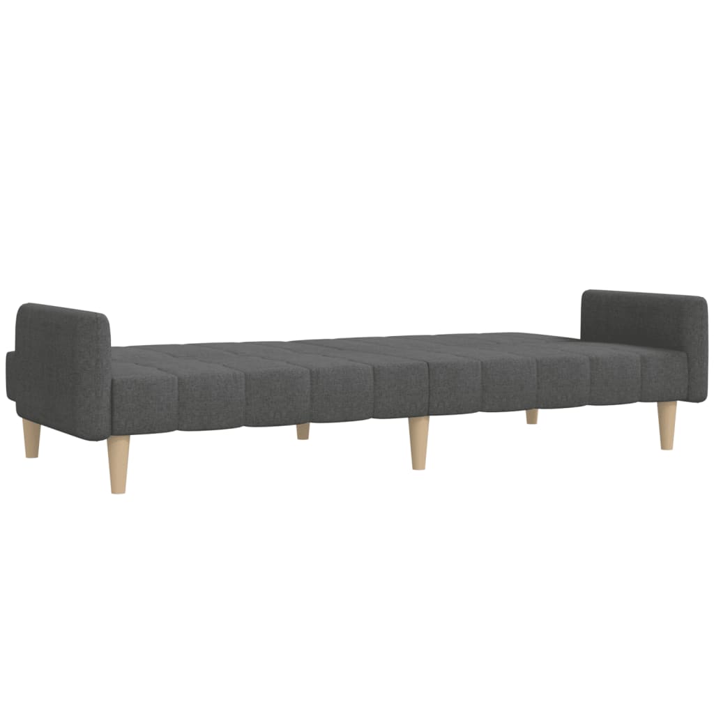 Sofá-cama de 2 lugares tecido cinzento-escuro
