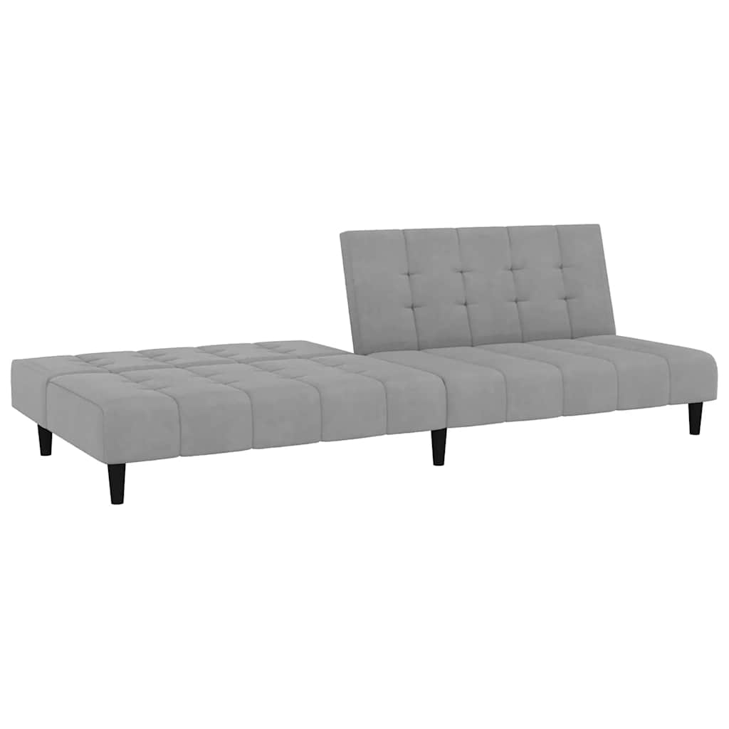 Sofá-cama de 2 lugares veludo cinzento-claro