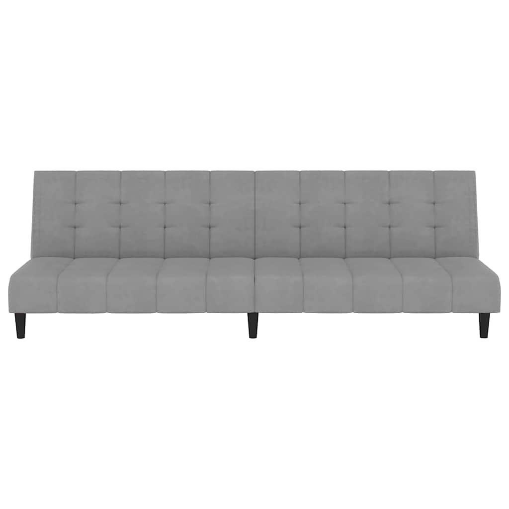 Sofá-cama de 2 lugares veludo cinzento-claro