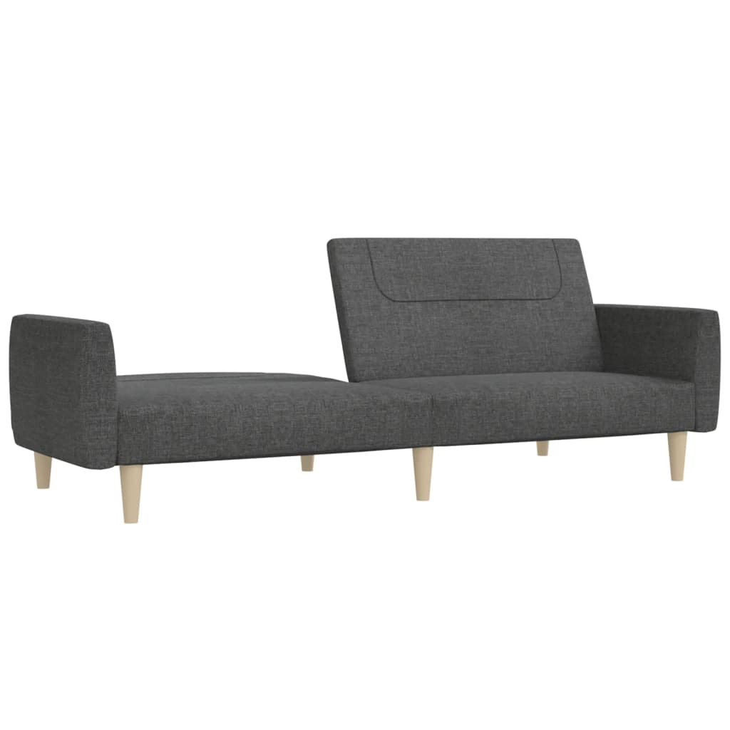 Sofá-cama de 2 lugares tecido cinzento-escuro
