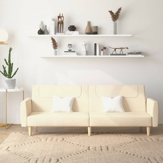 Sofá-cama de 2 lugares tecido cor creme