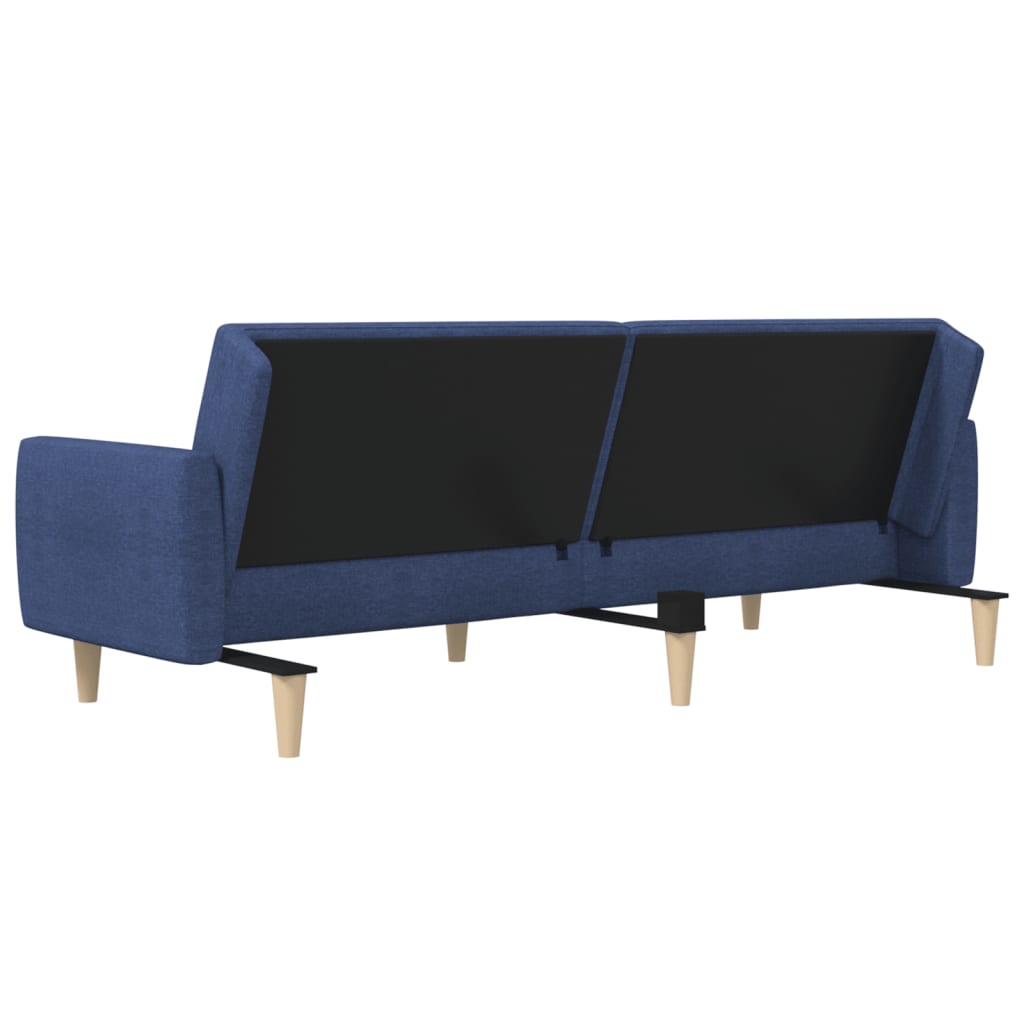 Sofá-cama de 2 lugares tecido azul