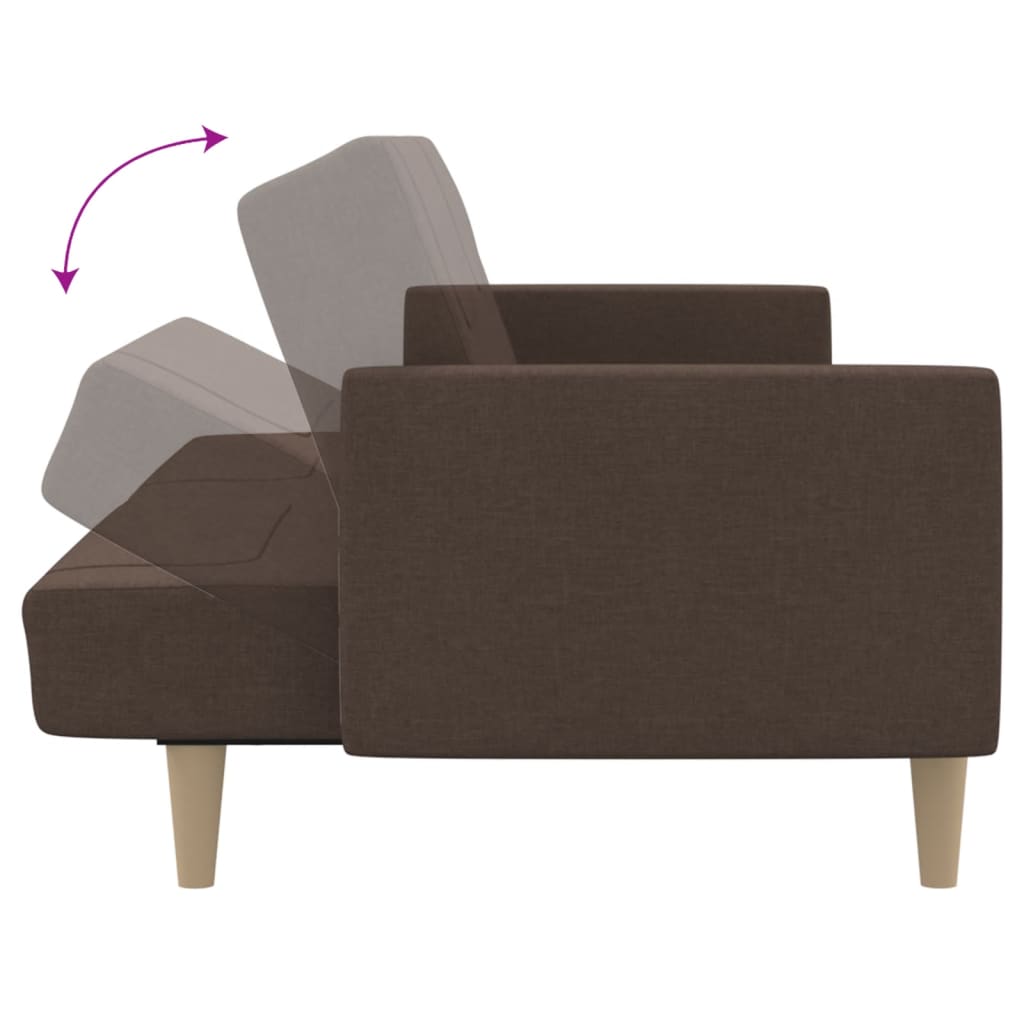 Sofá-cama de 2 lugares tecido cinzento-acastanhado