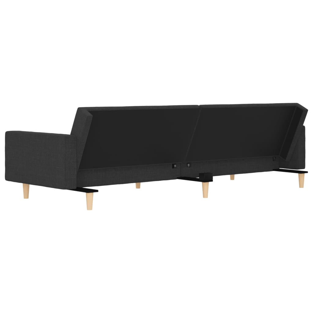Sofá-cama 2 lugares com duas almofadas tecido cinzento-escuro