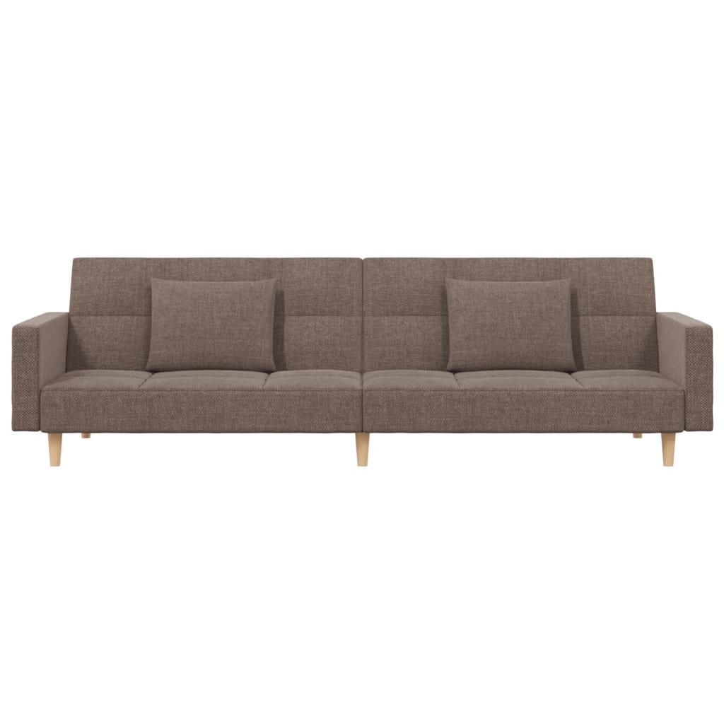 Sofá-cama 2 lugares c/ duas almofadas tecido cinza-acastanhado