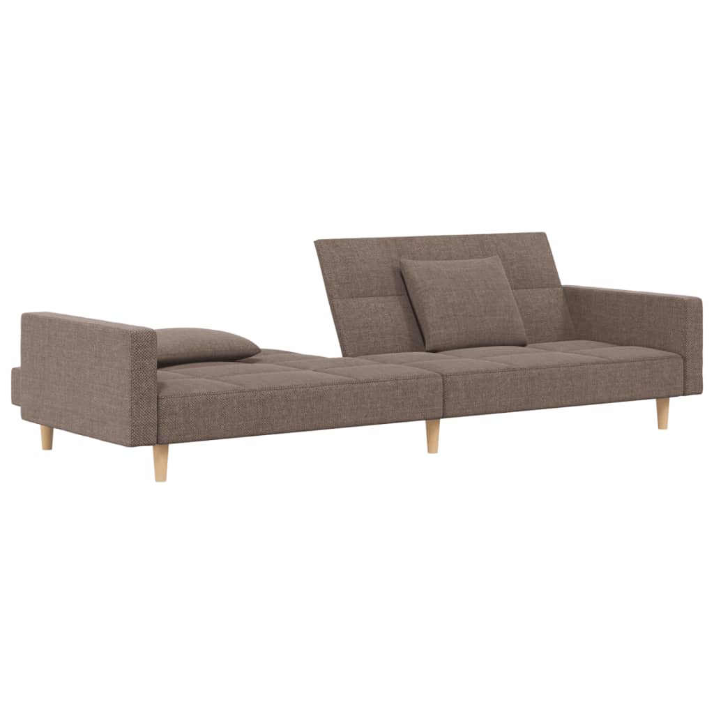 Sofá-cama 2 lugares c/ duas almofadas tecido cinza-acastanhado