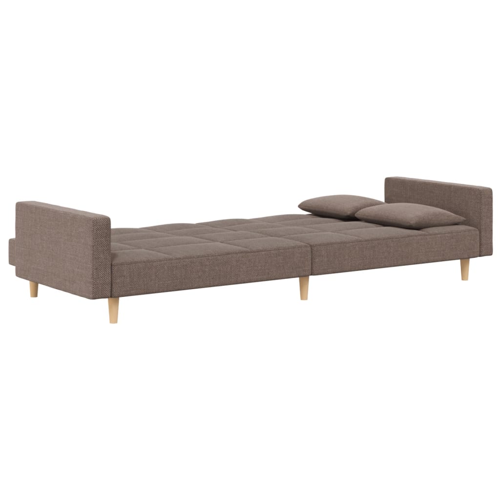 Sofá-cama 2 lugares c/ duas almofadas tecido cinza-acastanhado