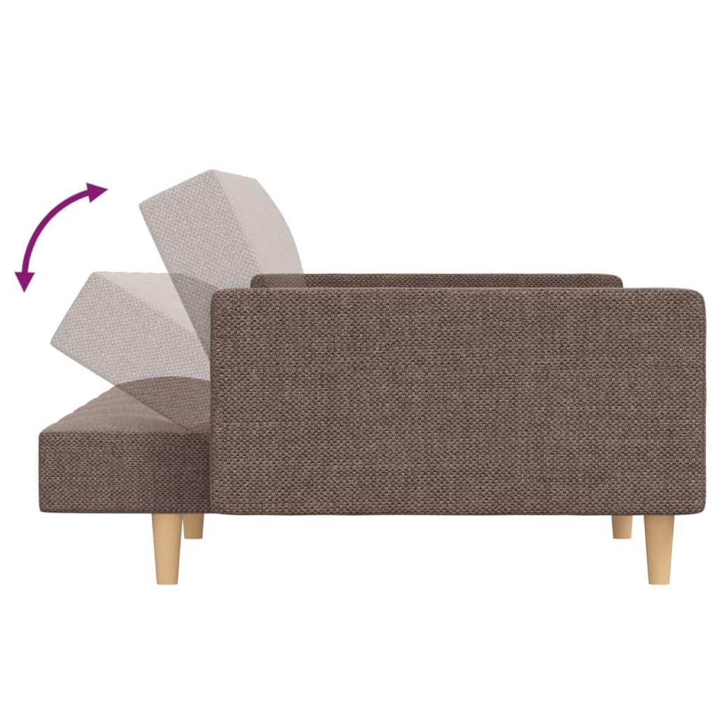 Sofá-cama 2 lugares c/ duas almofadas tecido cinza-acastanhado