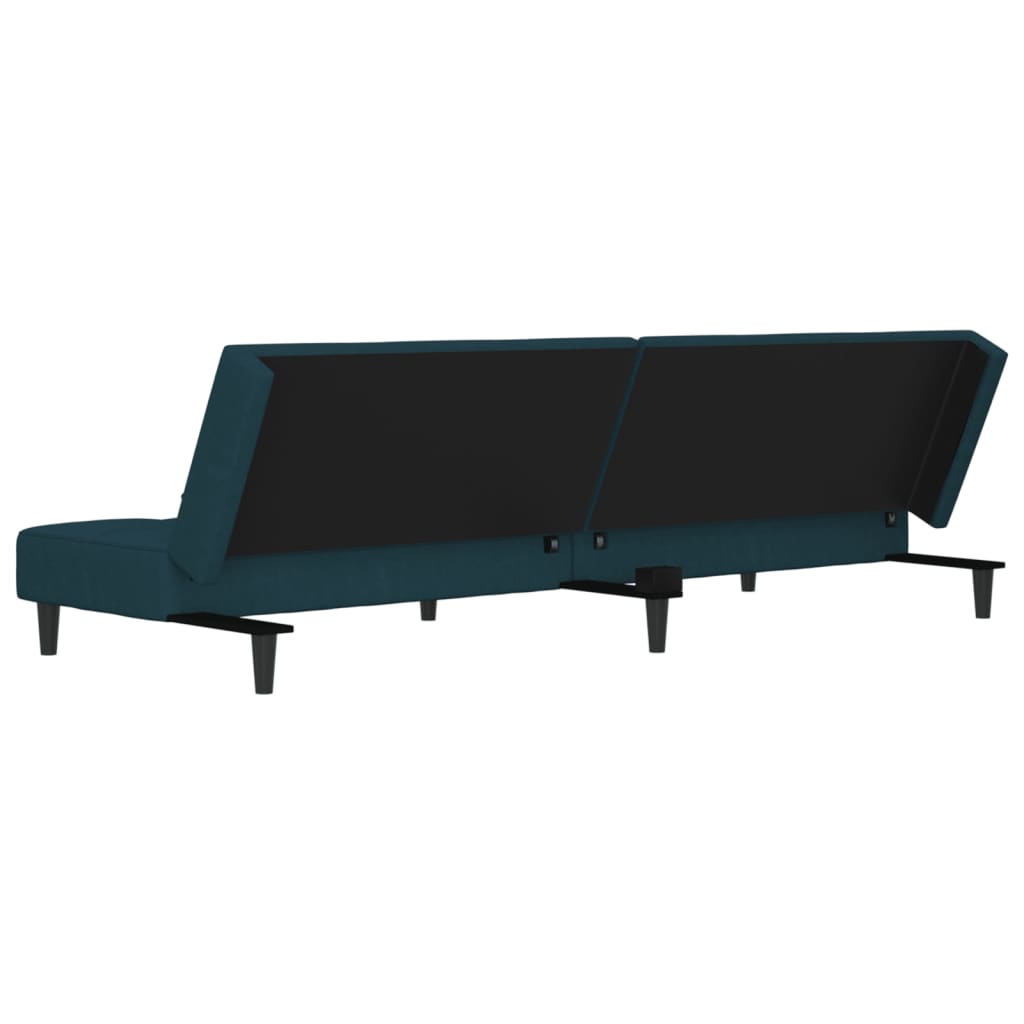Sofá-cama 2 lugares com duas almofadas veludo azul