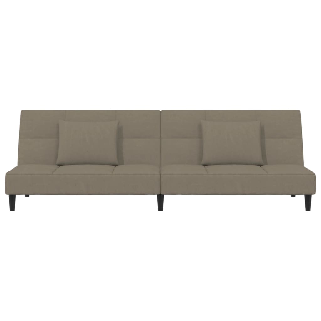 Sofá-cama 2 lugares com duas almofadas veludo cinzento-claro