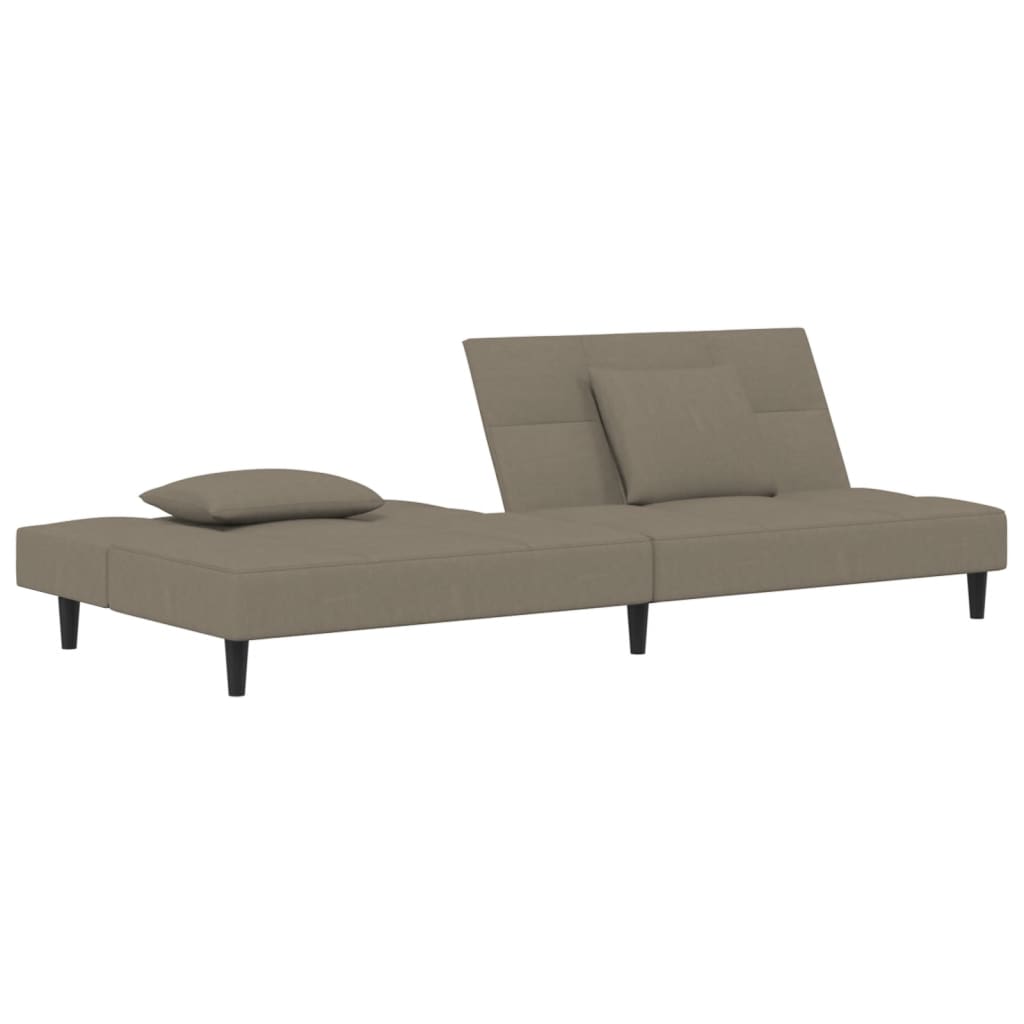 Sofá-cama 2 lugares com duas almofadas veludo cinzento-claro