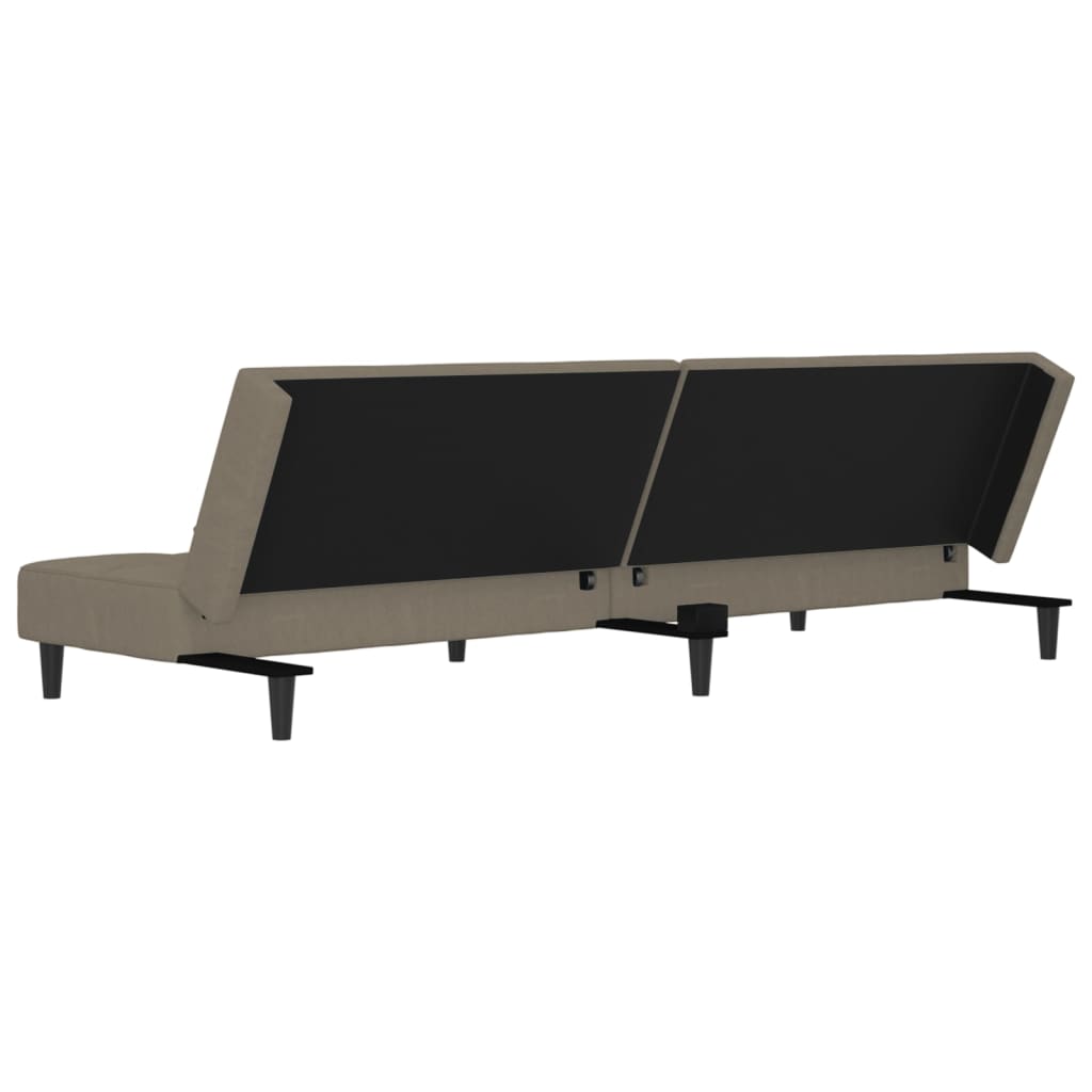Sofá-cama 2 lugares com duas almofadas veludo cinzento-claro
