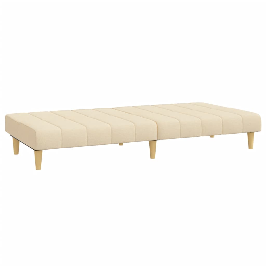 Sofá-cama de 2 lugares tecido cor creme
