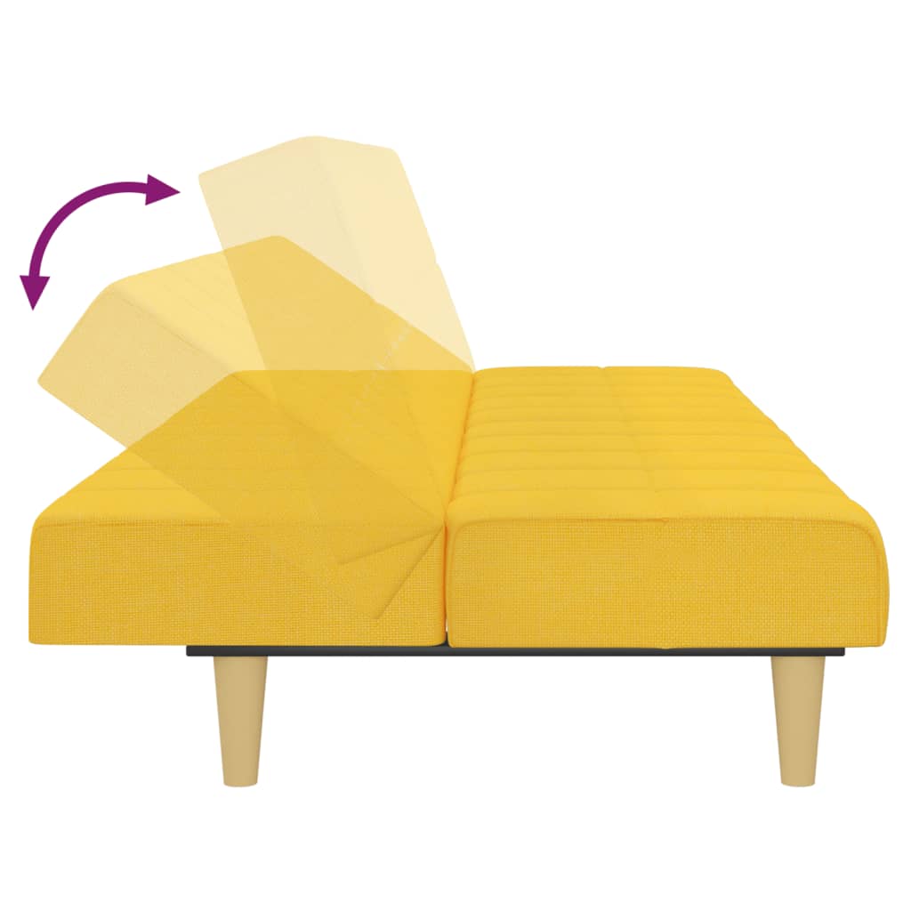 Sofá-cama de 2 lugares tecido amarelo