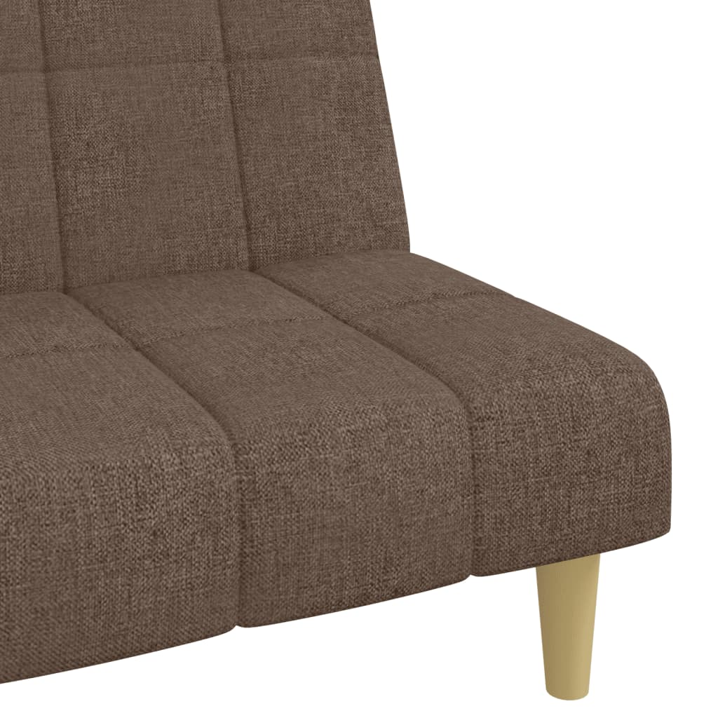 Sofá-cama de 2 lugares tecido cinzento-acastanhado