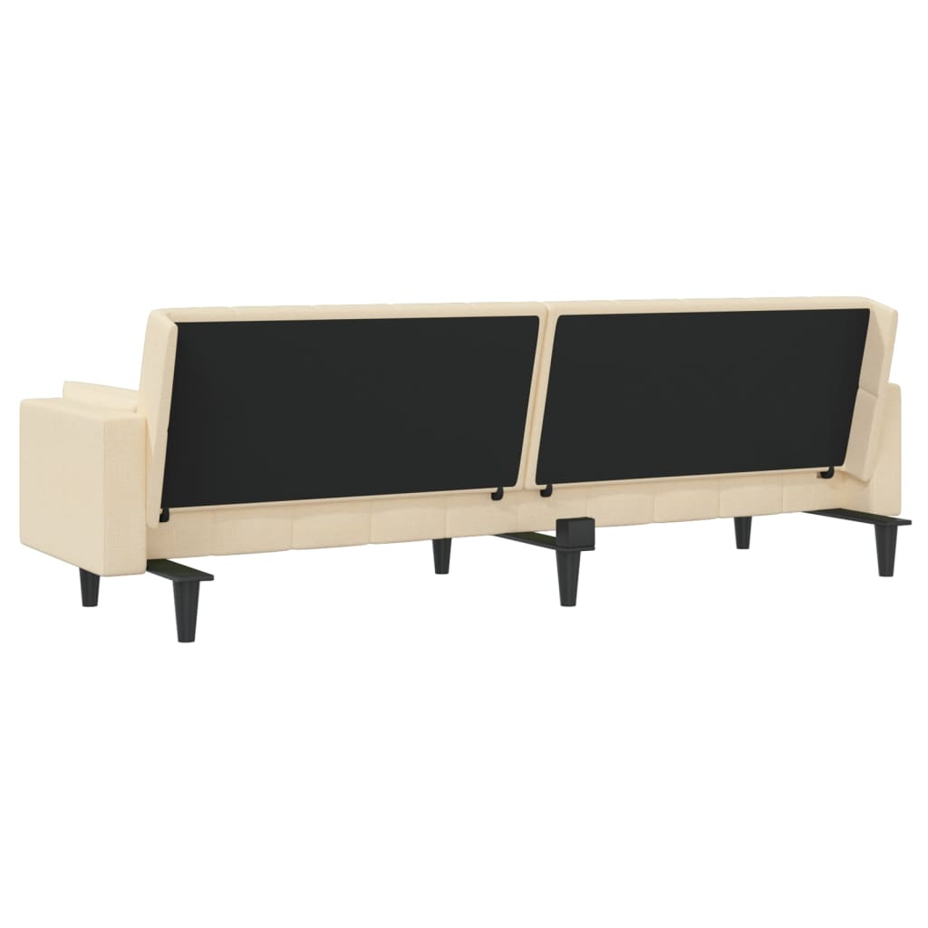 Sofá-cama 2 lugares com duas almofadas tecido cor creme