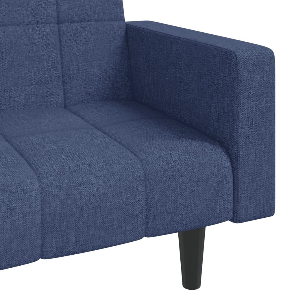 Sofá-cama 2 lugares com duas almofadas tecido azul
