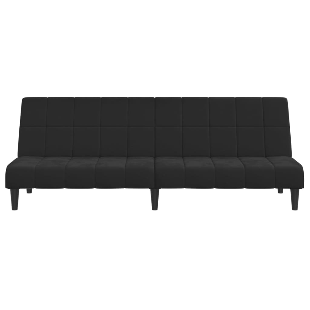Sofá-cama de 2 lugares veludo preto