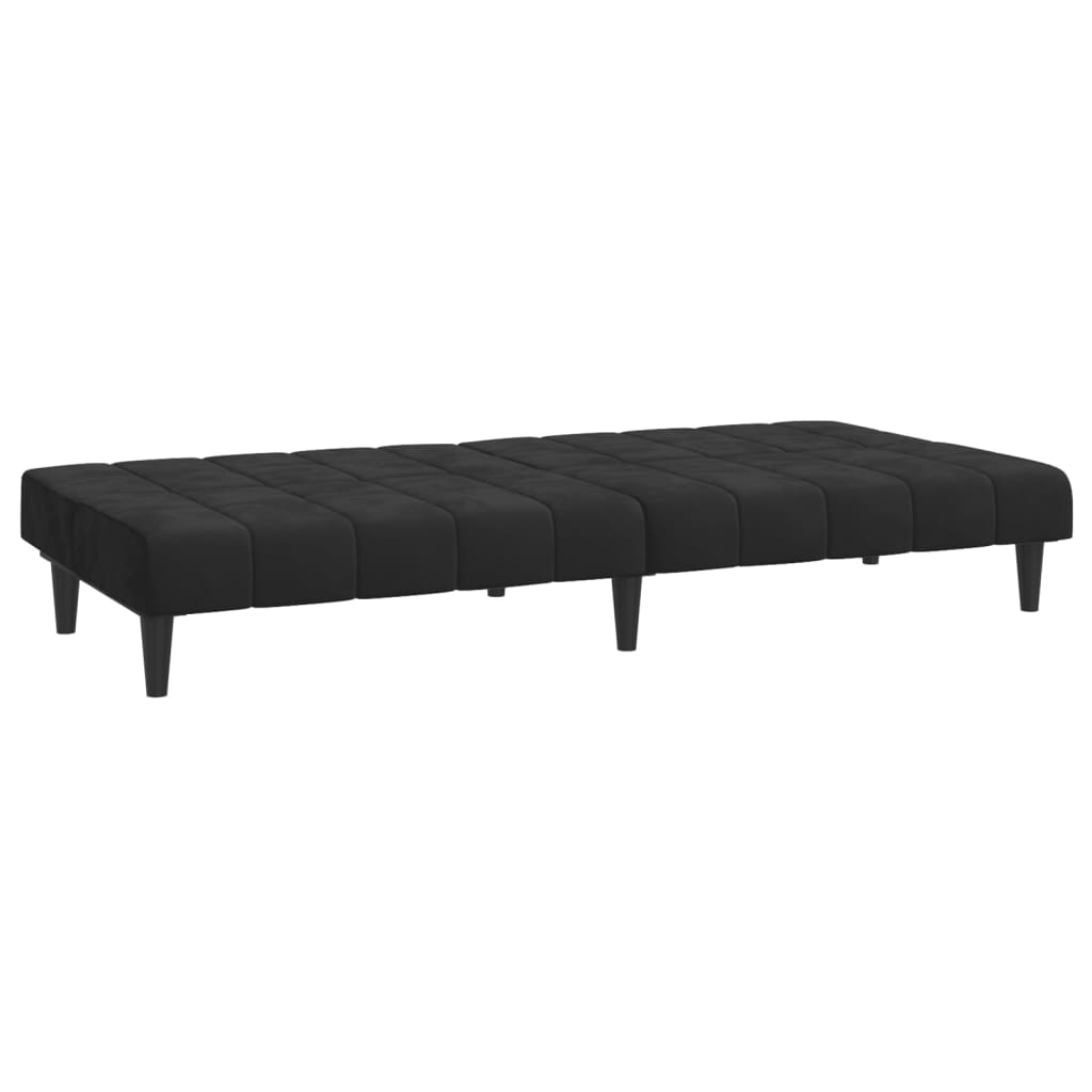 Sofá-cama de 2 lugares veludo preto