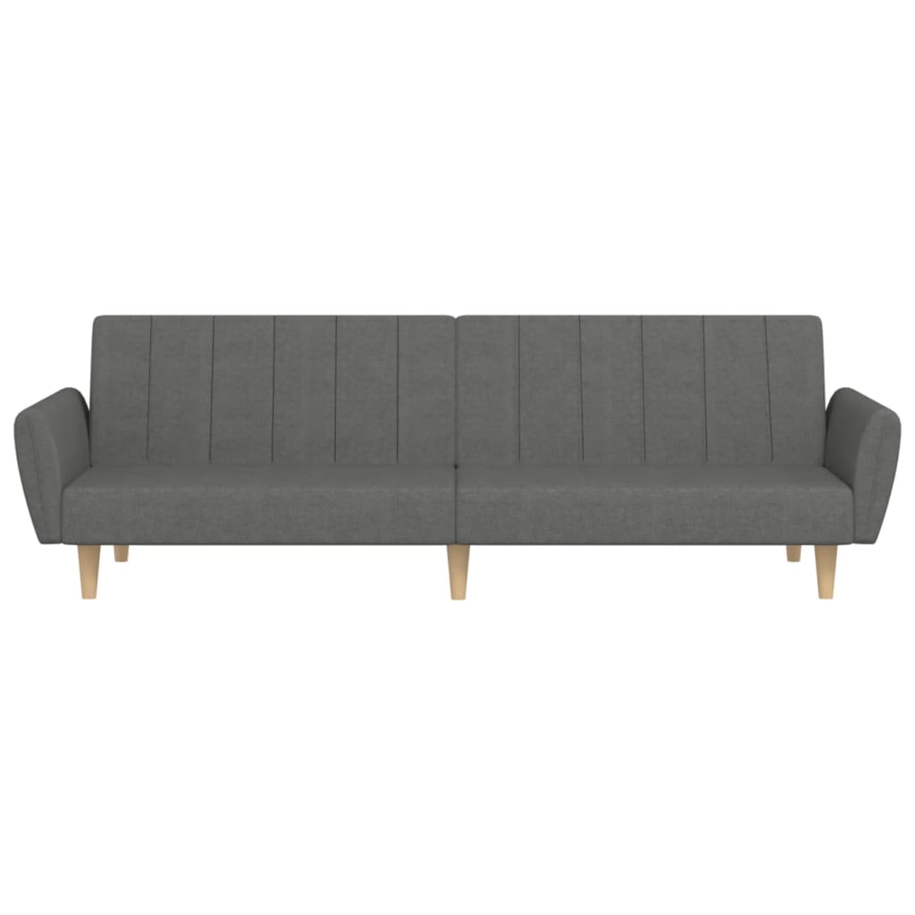 Sofá-cama de 2 lugares tecido cinzento-claro