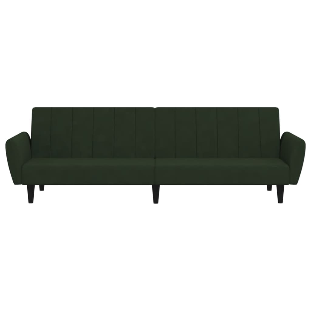 Sofá-cama de 2 lugares veludo verde-escuro