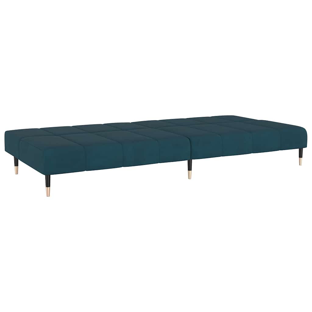 Sofá-cama de 2 lugares veludo azul