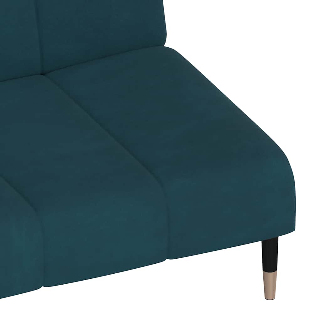 Sofá-cama de 2 lugares veludo azul