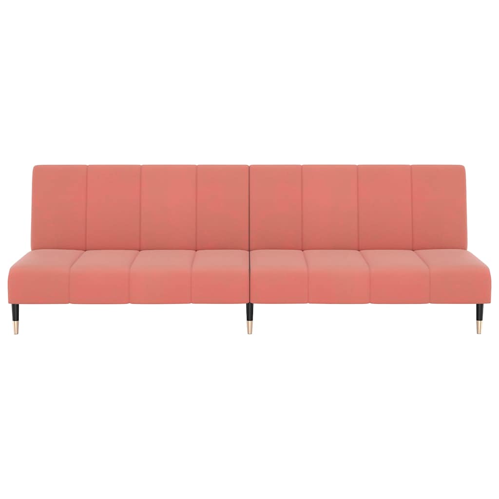 Sofá-cama de 2 lugares veludo rosa