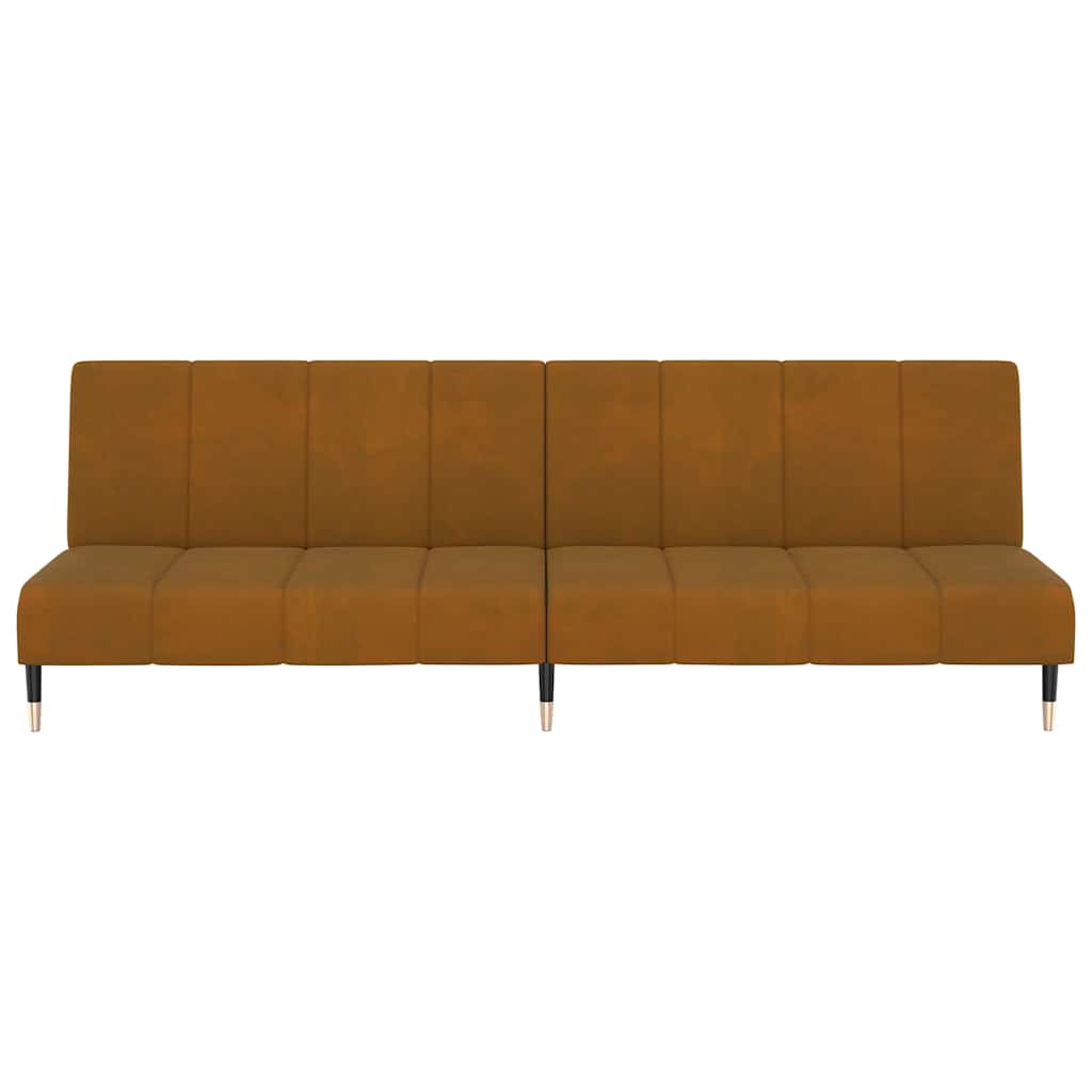 Sofá-cama de 2 lugares veludo castanho