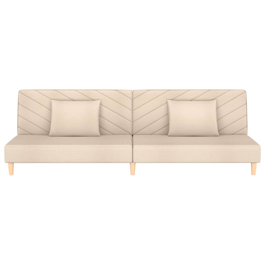 Sofá-cama 2 lugares com duas almofadas tecido cor creme