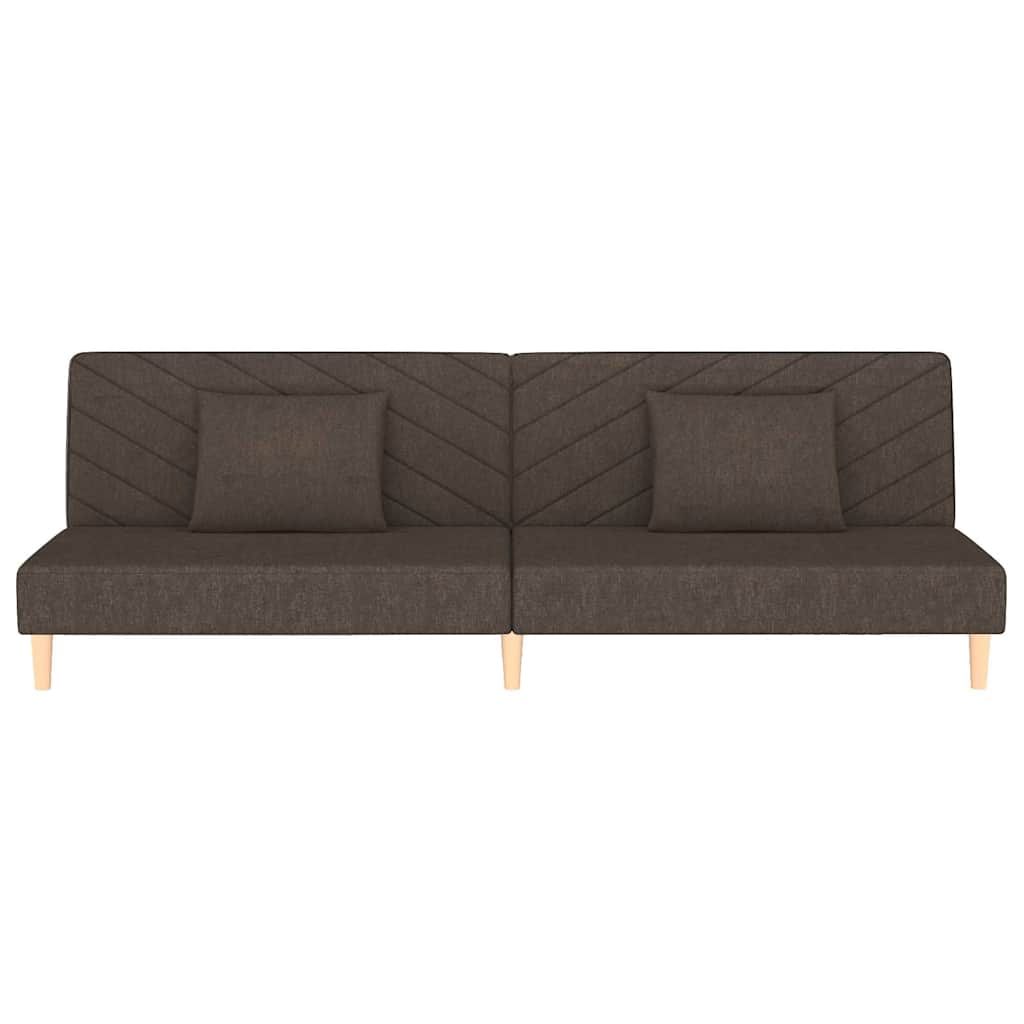 Sofá-cama 2 lugares com duas almofadas tecido castanho