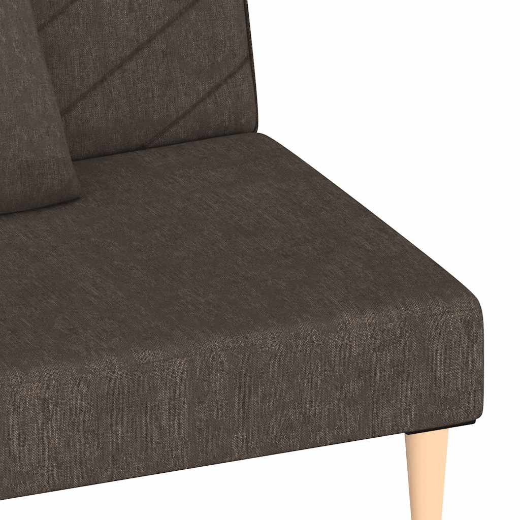 Sofá-cama 2 lugares com duas almofadas tecido castanho