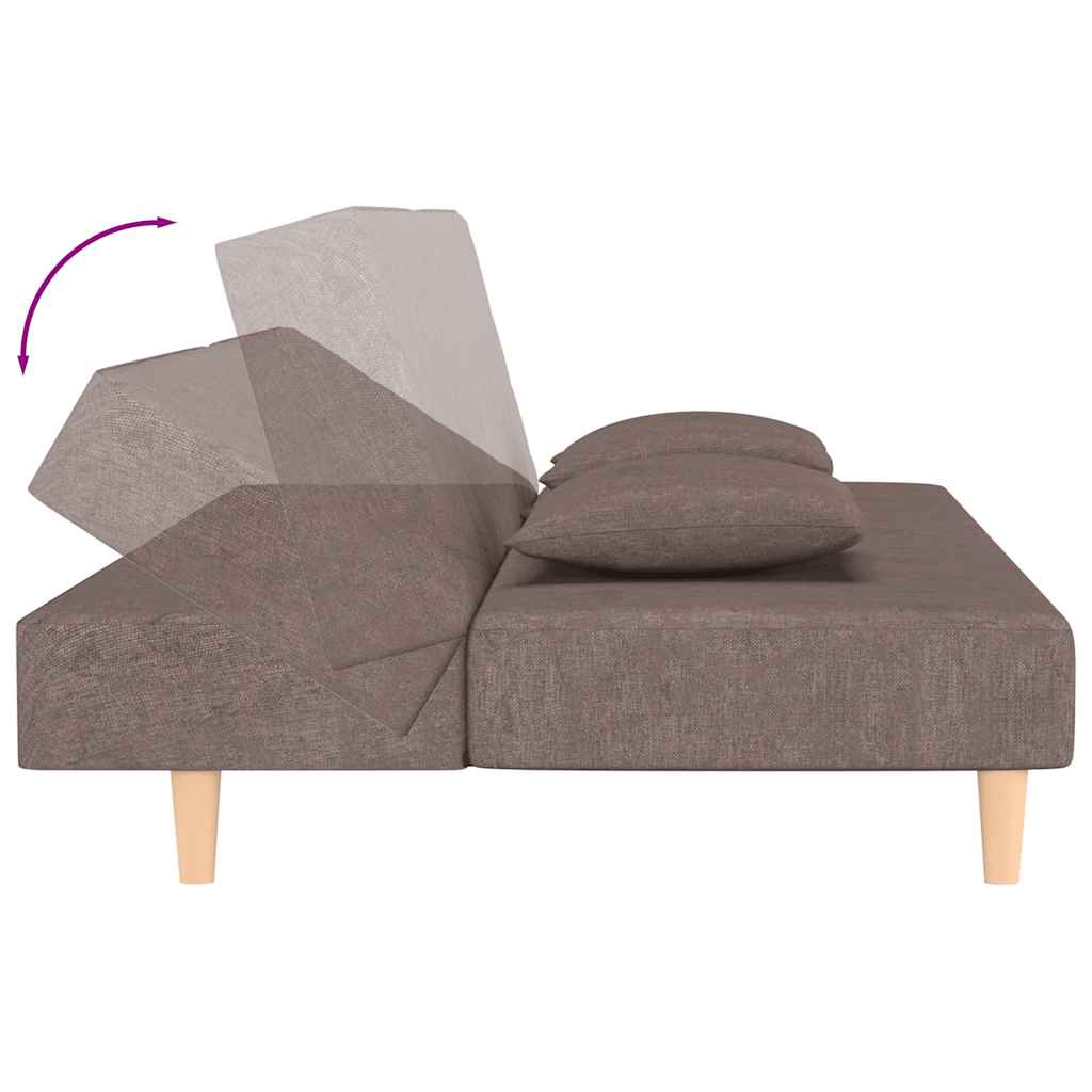 Sofá-cama 2 lugares c/ duas almofadas tecido cinza-acastanhado