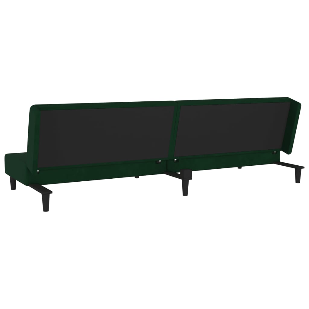 Sofá-cama 2 lugares com duas almofadas veludo verde-escuro