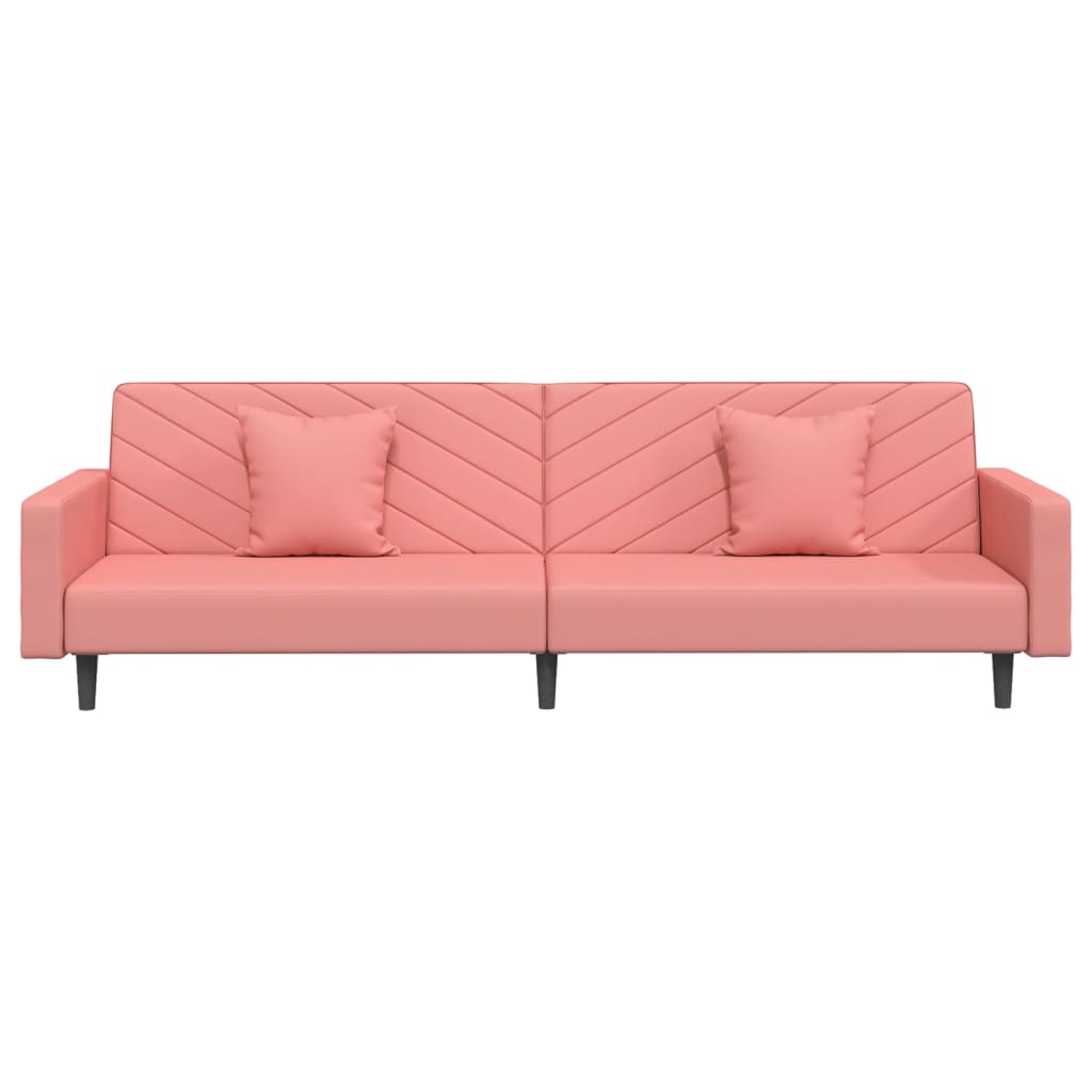 Sofá-cama 2 lugares com duas almofadas veludo rosa