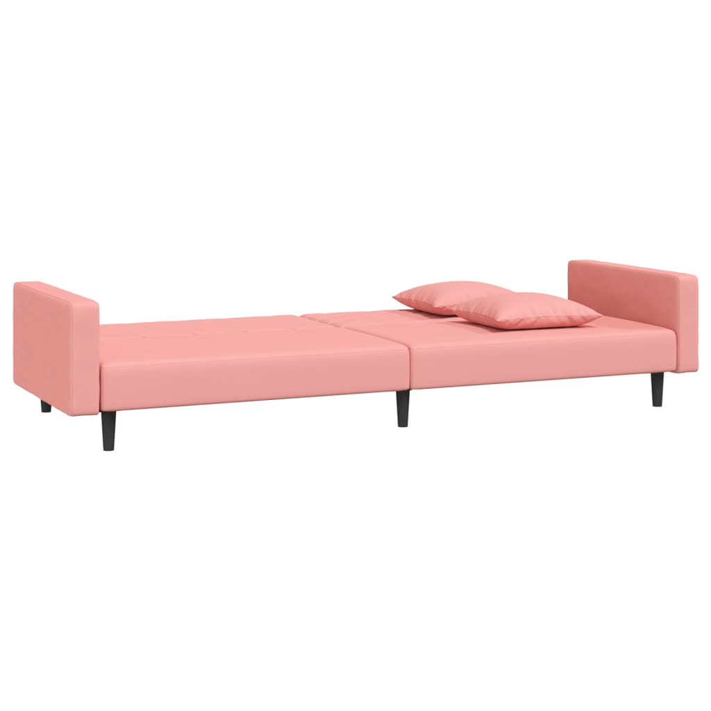 Sofá-cama 2 lugares com duas almofadas veludo rosa