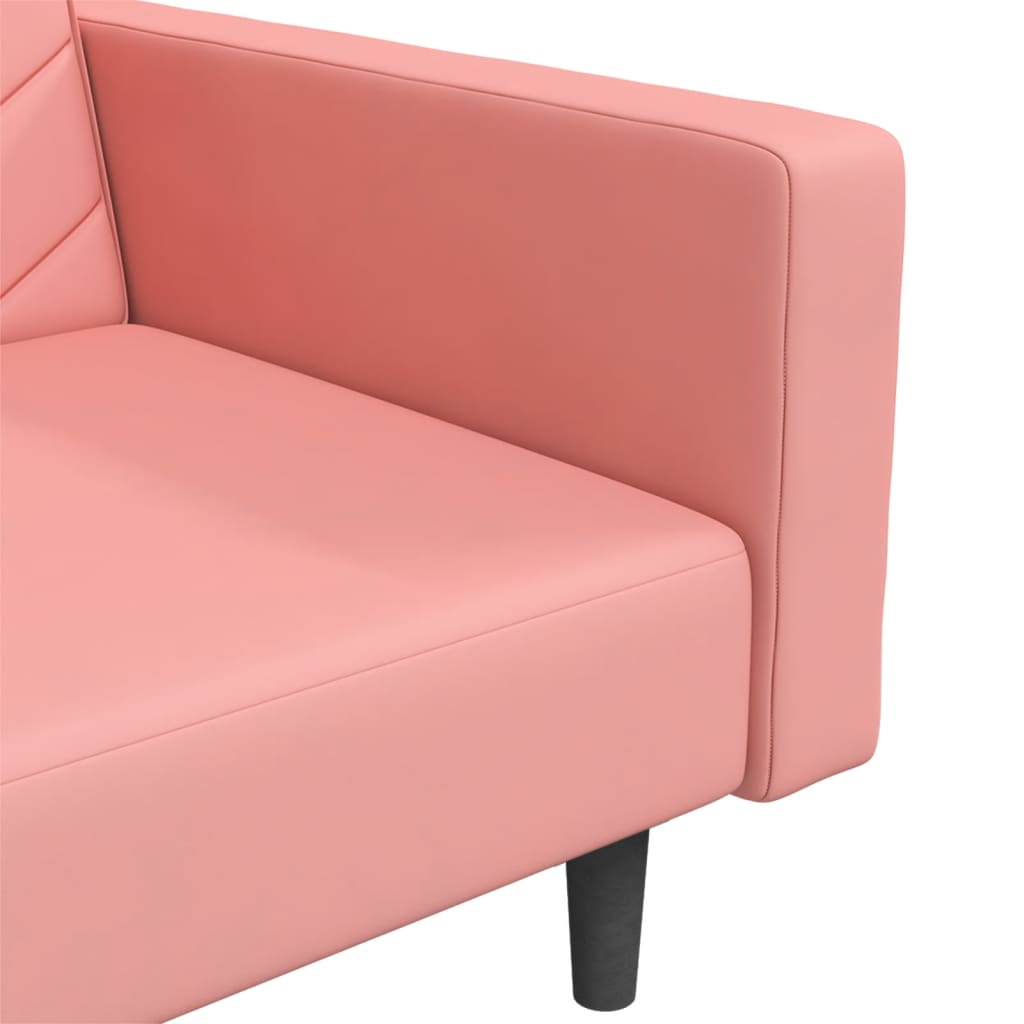 Sofá-cama 2 lugares com duas almofadas veludo rosa