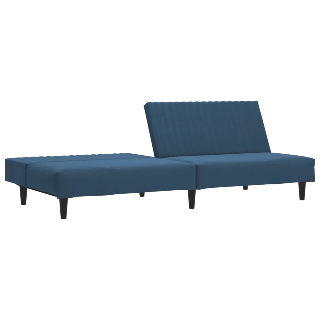 Sofá-cama de 2 lugares veludo azul