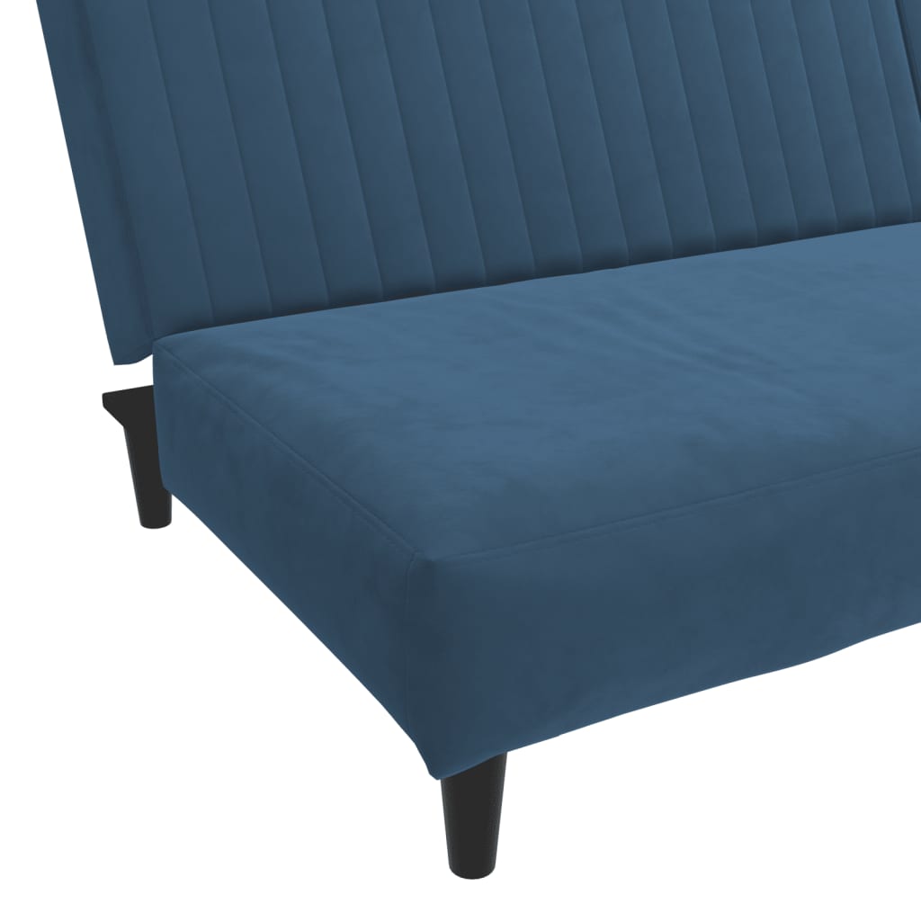 Sofá-cama de 2 lugares veludo azul