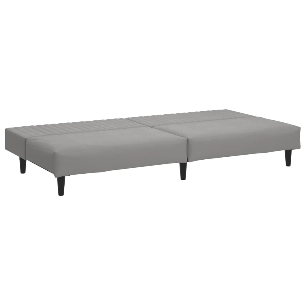 Sofá-cama de 2 lugares veludo cinzento-claro