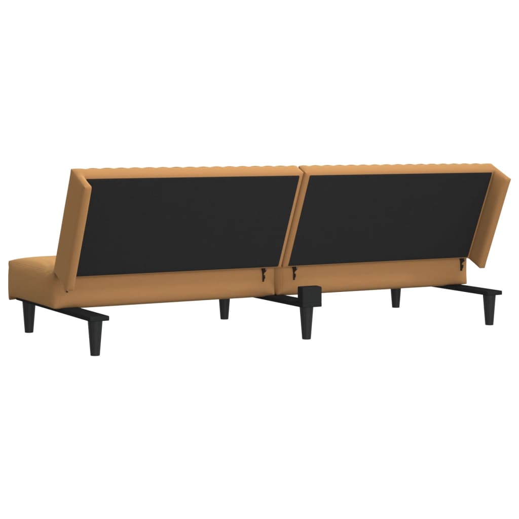 Sofá-cama de 2 lugares veludo castanho